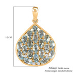 Blau Topas, Weißer Zirkon Anhänger 925 Silber 750 Gelb Vermeil ca. 5.98 ct