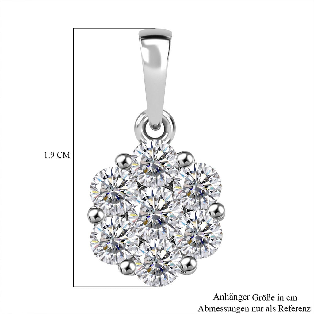 Moissanit Anhänger 925 Silber rhodiniert ca. 1.27 ct
