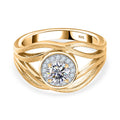 Moissanit Ring 925 Silber 750 Gelbgold Vermeil (Größe 18.00) ca. 0.60 ct