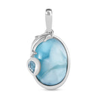 AA Larimar, Himmelblauer Topas Delfin Anhänger 925 Silber rhodiniert ca. 7,45 ct.