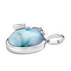 AA Larimar, Himmelblauer Topas Delfin Anhänger 925 Silber rhodiniert ca. 7,45 ct.