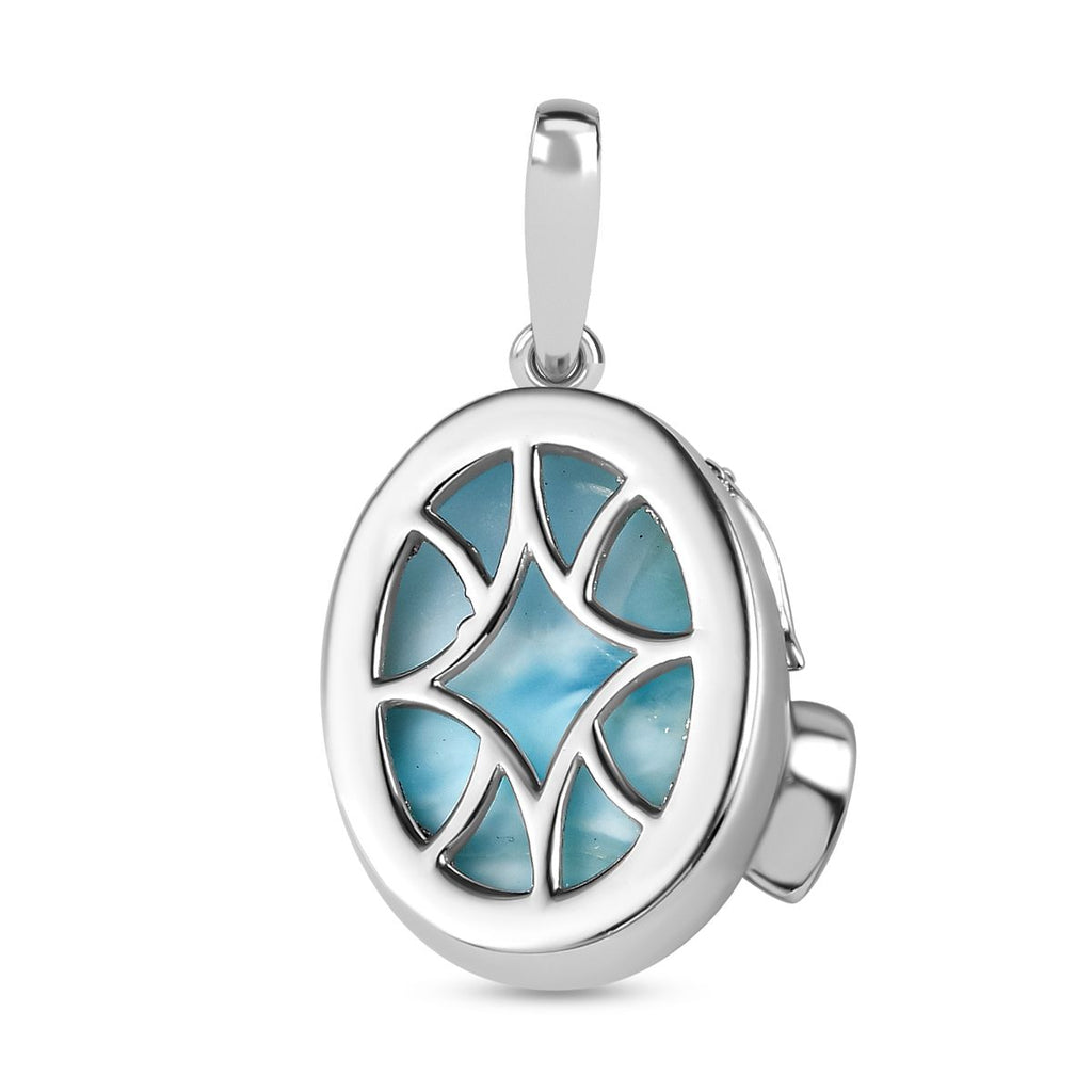AA Larimar, Himmelblauer Topas Delfin Anhänger 925 Silber rhodiniert ca. 7,45 ct.