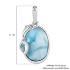 AA Larimar, Himmelblauer Topas Delfin Anhänger 925 Silber rhodiniert ca. 7,45 ct.