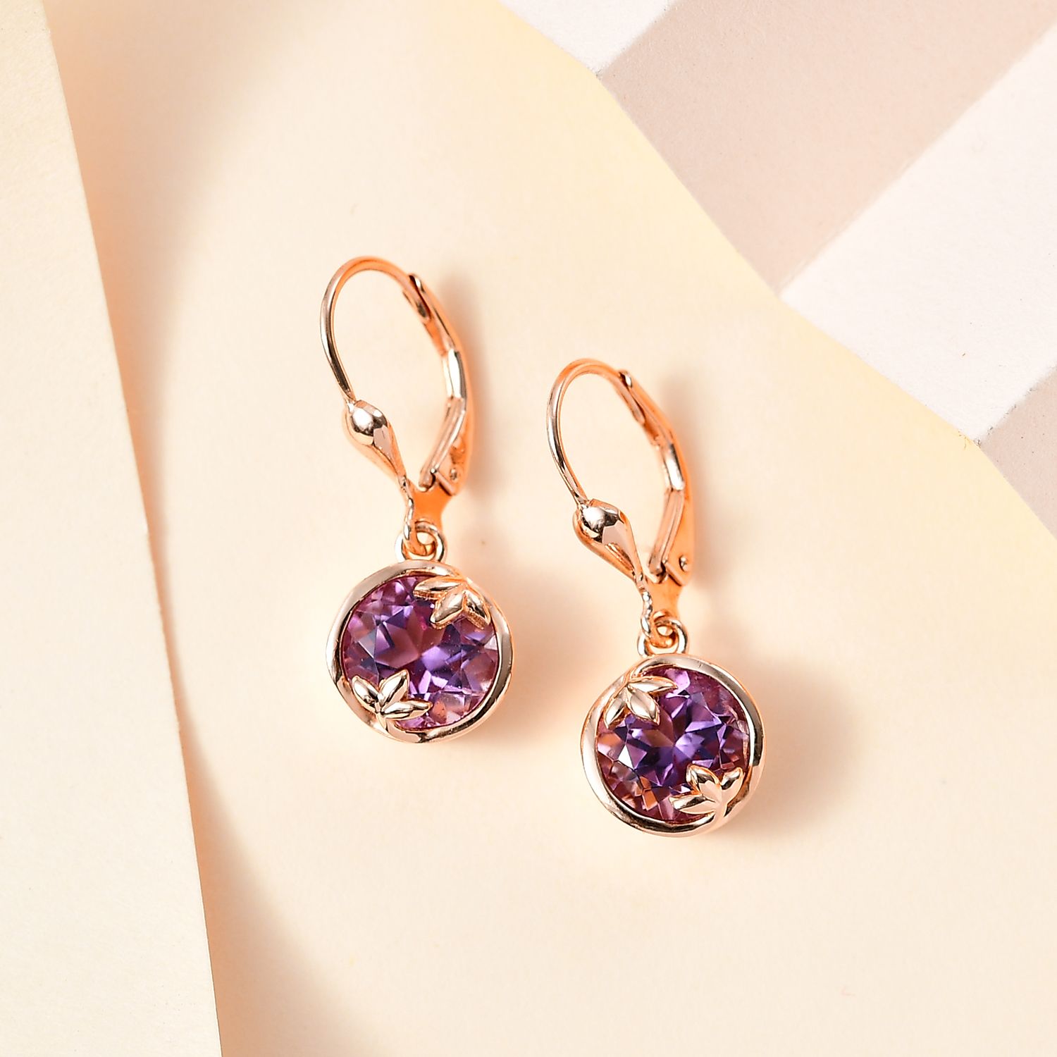 AA Rose De France Amethyst Ohrringe 925 Silber rosévergoldet ca. 3,74 ct.
