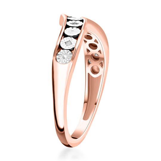 Weißer Diamant P Ring 925 Silber Roségold Vermeil (Größe 19.00)