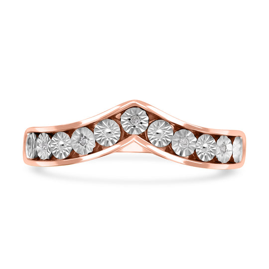 Weißer Diamant P Ring 925 Silber Roségold Vermeil (Größe 19.00)