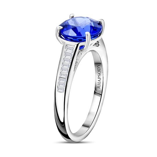 Rhapsody AAAA Tansanit, Weißer Diamant AGI zertifiziert Ring 950 Platin (Größe 19.00) ca. 3.06 ct