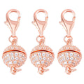 3er-Set weißer Zirkonia Karabiner-Magnetschließe, 925 Silber rosévergoldet