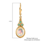 AA Natürlicher, äthiopischer Welo Opal, Premium-Smaragd Ohrringe 925 Silber Gelbgold Vermeil ca. 2.58 ct