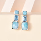 AA Larimar, Himmelblauer Topas Ohrringe 925 Silber rhodiniert ca. 11.19 ct