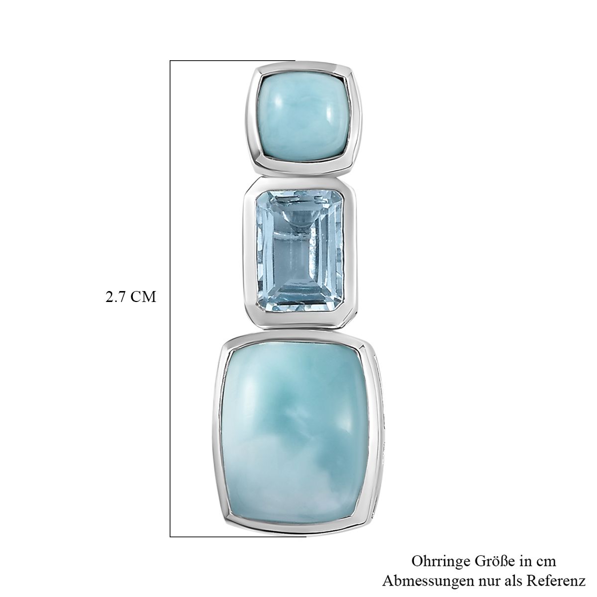 AA Larimar, Himmelblauer Topas Ohrringe 925 Silber rhodiniert ca. 11.19 ct