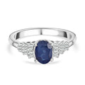 Masoala Saphir (Fissure gefüllt), Weißer Diamant Ring 925 Silber rhodiniert (Größe 21.00) ca. 1,33 ct