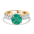 Smaragd-Quarz Triplette, Weißer Zirkon Ring 925 Silber 750 Gelbgold Vermeil (Größe 20.00) ca. 4,79 ct