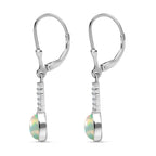 Natürlicher, äthiopischer Welo Opal, Weißer Zirkon Ohrringe 925 Silber ca. 0,72 ct.