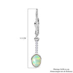 Natürlicher, äthiopischer Welo Opal, Weißer Zirkon Ohrringe 925 Silber ca. 0,72 ct.
