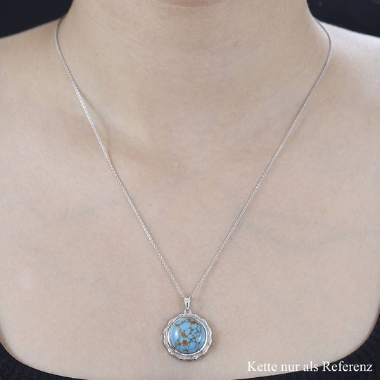 Blaues Türkis Anhänger 925 Silber platiniert ca. 9.72 ct