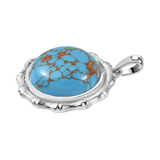 Blaues Türkis Anhänger 925 Silber platiniert ca. 9.72 ct