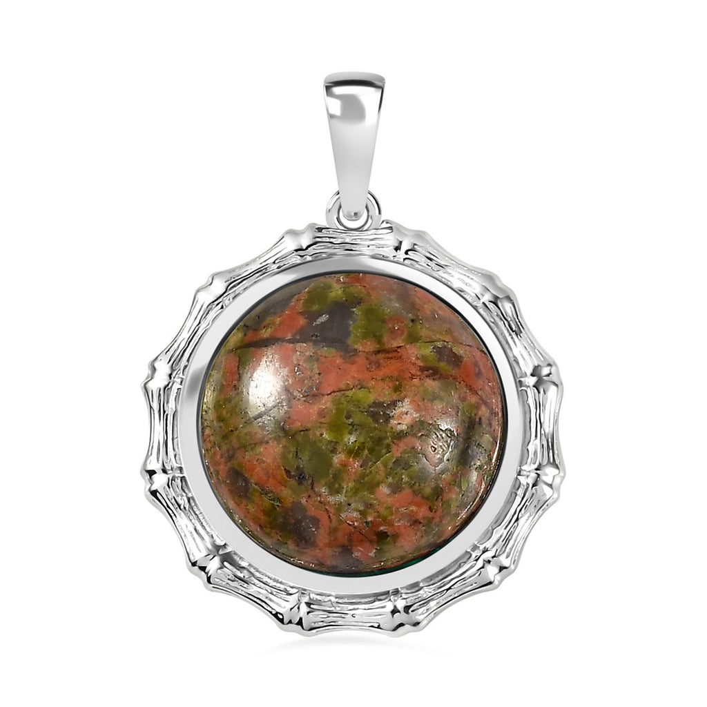 Unakite Anhänger 925 Silber platiniert ca. 12.73 ct