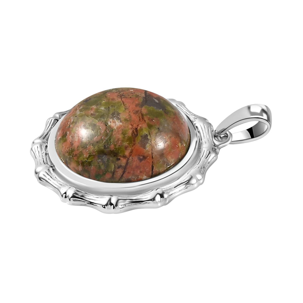 Unakite Anhänger 925 Silber platiniert ca. 12.73 ct