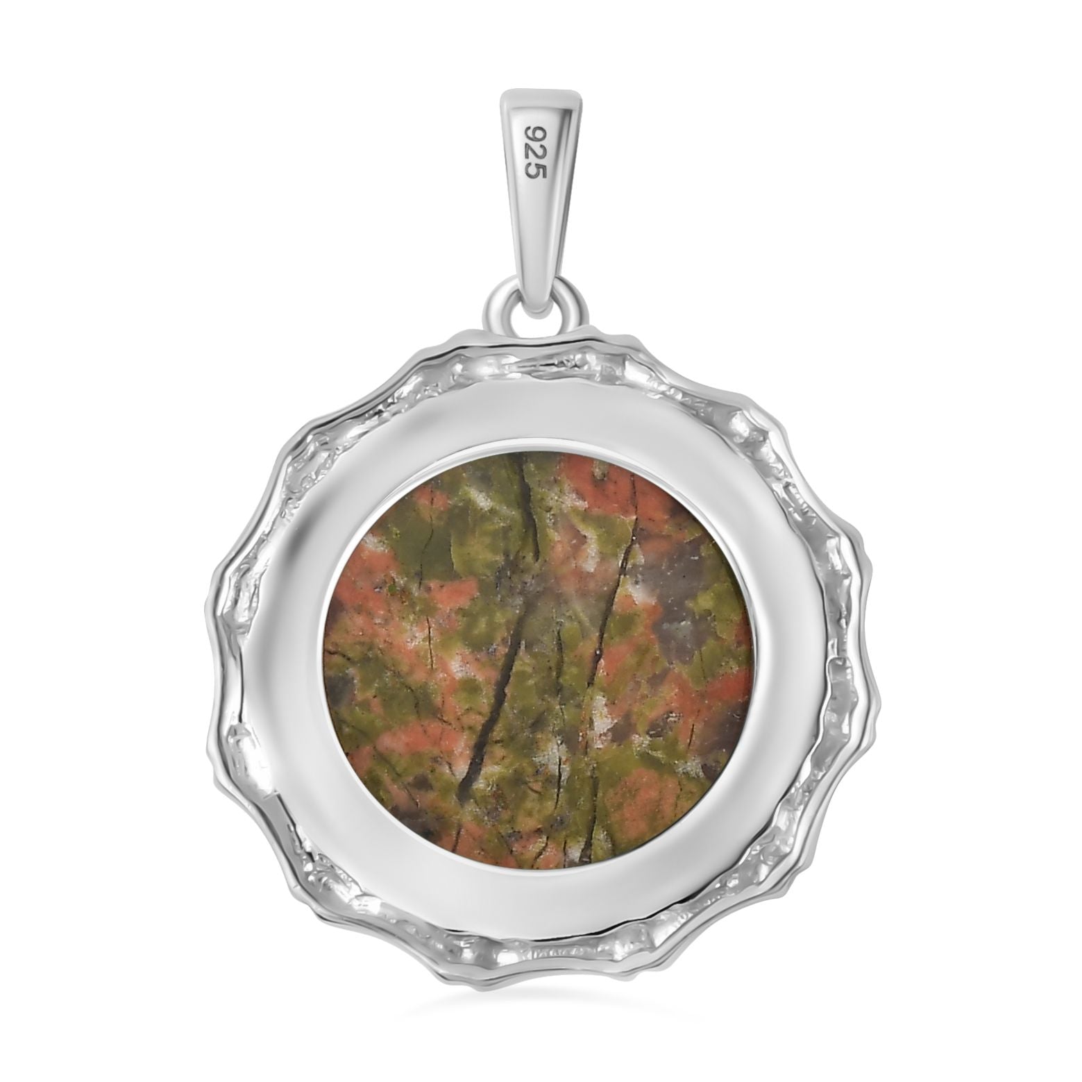 Unakite Anhänger 925 Silber platiniert ca. 12.73 ct