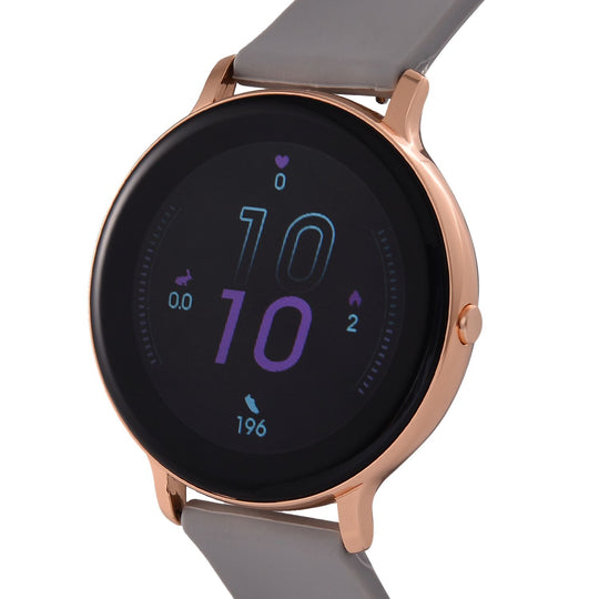 STRADA Hiwatch Plus Elegante Smartwatch - Roségold mit Grauem Silikonarmband, umfassende Gesundheits- und Sportfunktionen, Bluetooth 5.0