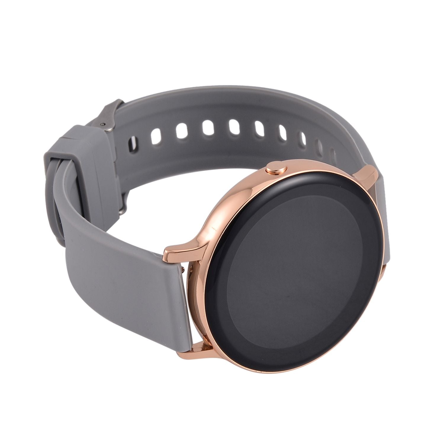 STRADA Hiwatch Plus Elegante Smartwatch - Roségold mit Grauem Silikonarmband, umfassende Gesundheits- und Sportfunktionen, Bluetooth 5.0