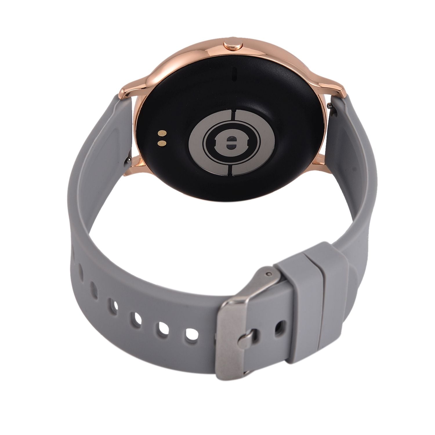 STRADA Hiwatch Plus Elegante Smartwatch - Roségold mit Grauem Silikonarmband, umfassende Gesundheits- und Sportfunktionen, Bluetooth 5.0
