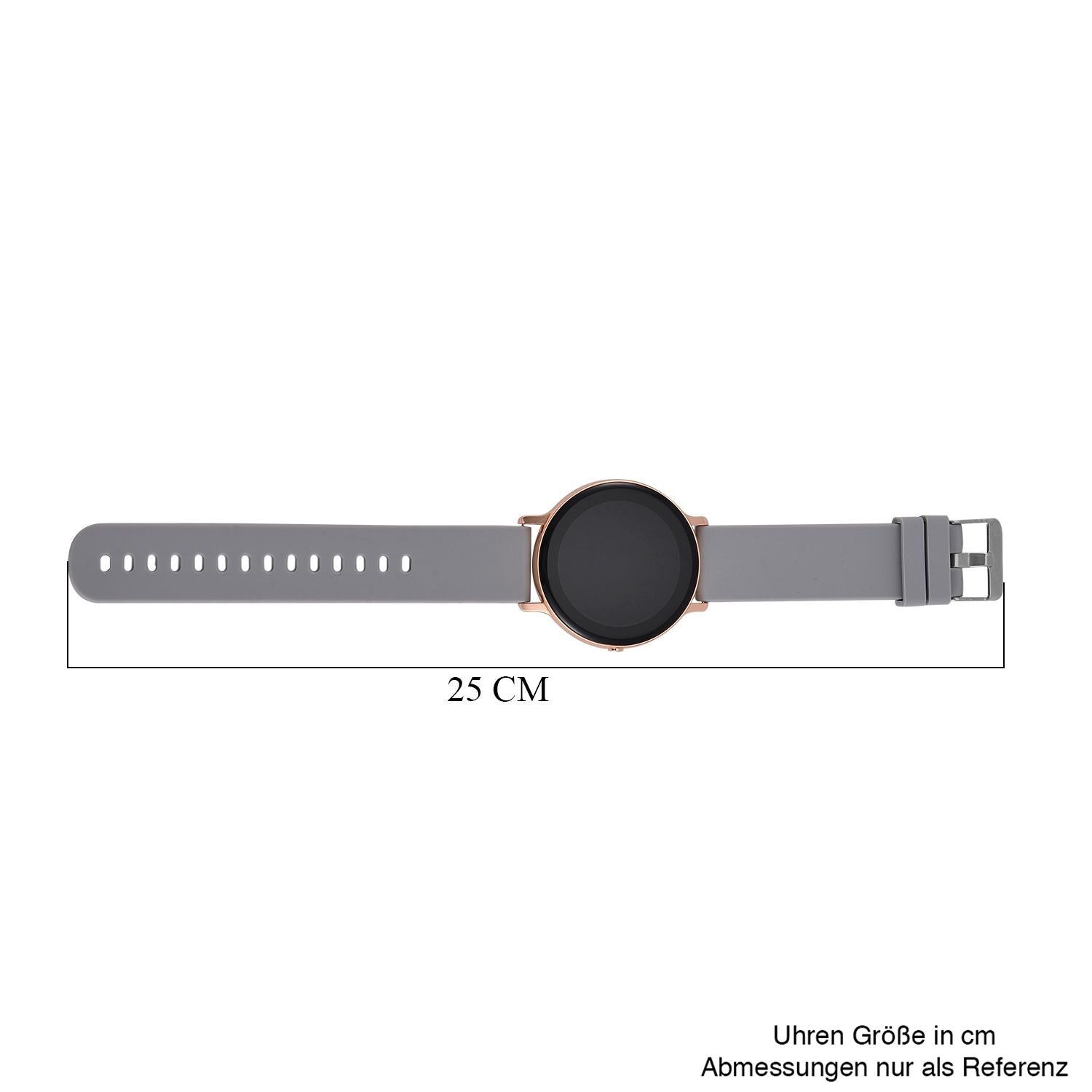 STRADA Hiwatch Plus Elegante Smartwatch - Roségold mit Grauem Silikonarmband, umfassende Gesundheits- und Sportfunktionen, Bluetooth 5.0
