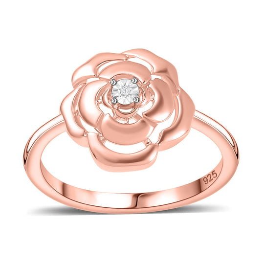 Weißer Diamant P Rosendesign-Ring, 925 Silber platiniert (Größe 18.00) ca.