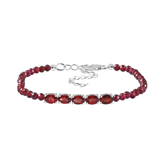 Afrikanischer Amethyst, Mehrfarbig Edelsteine Armband ca. 16.5 cm 925 Silber ca. 9,57 ct.