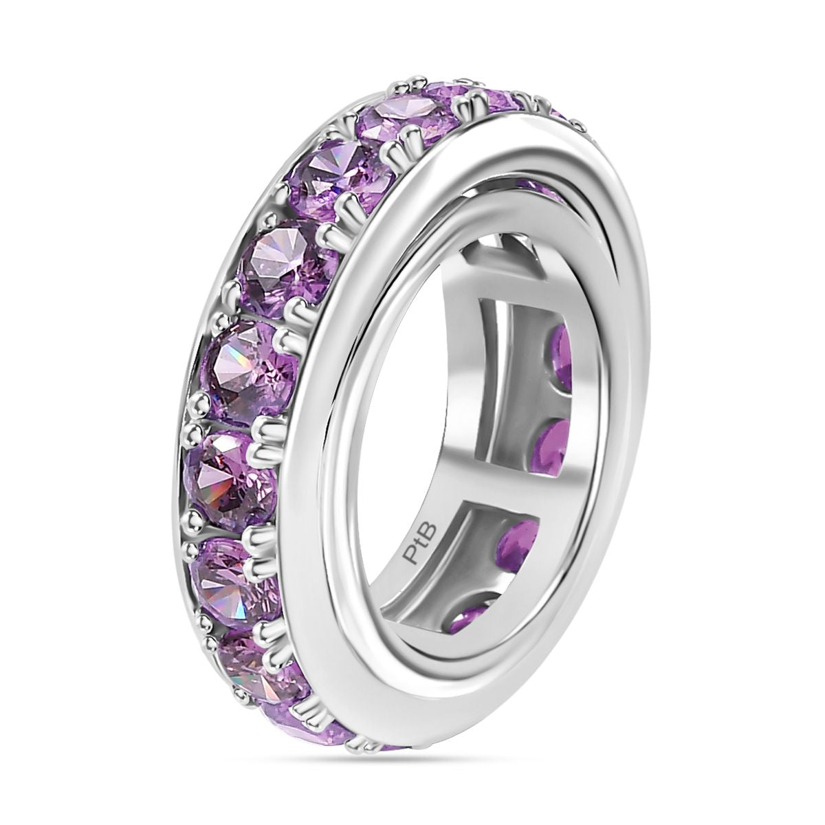 Lila Zirkonia Ring Messing platiniert (Größe 20.00)