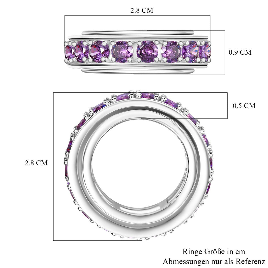 Lila Zirkonia Ring Messing platiniert (Größe 20.00)