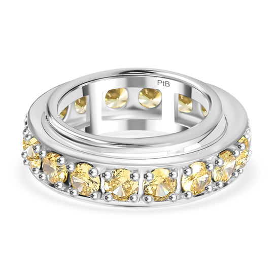 Gelber Zirkonia Ring Messing platiniert (Größe 18.00)