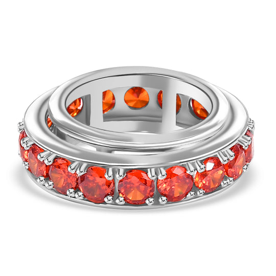 Orange Zirkonia Ring Messing platiniert (Größe 17.00)