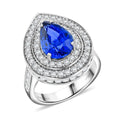 CHAIRMAN VAULT COLLECTION - AAAA Blauer Ceylon-Saphir, Weißer Diamant Ring, zertifiziert und geprüft, 950 Platin (Größe 17.00) ca. 6.05 ct