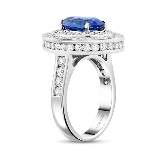 CHAIRMAN VAULT COLLECTION - AAAA Blauer Ceylon-Saphir, Weißer Diamant AGI zertifiziert Ring, zertifiziert und geprüft, 950 Platin (Größe 17.00) ca. 6.05 ct