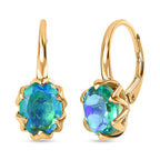 Pfau Quarz Triplette Ohrringe 925 Silber 750 Gelbgold Vermeil ca. 3,50 ct.
