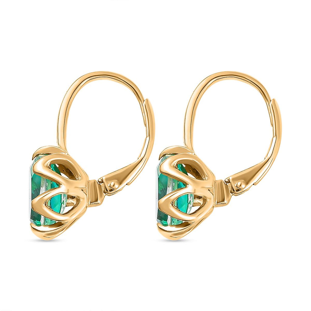 Pfau Quarz Triplette Ohrringe 925 Silber 750 Gelbgold Vermeil ca. 3,50 ct.