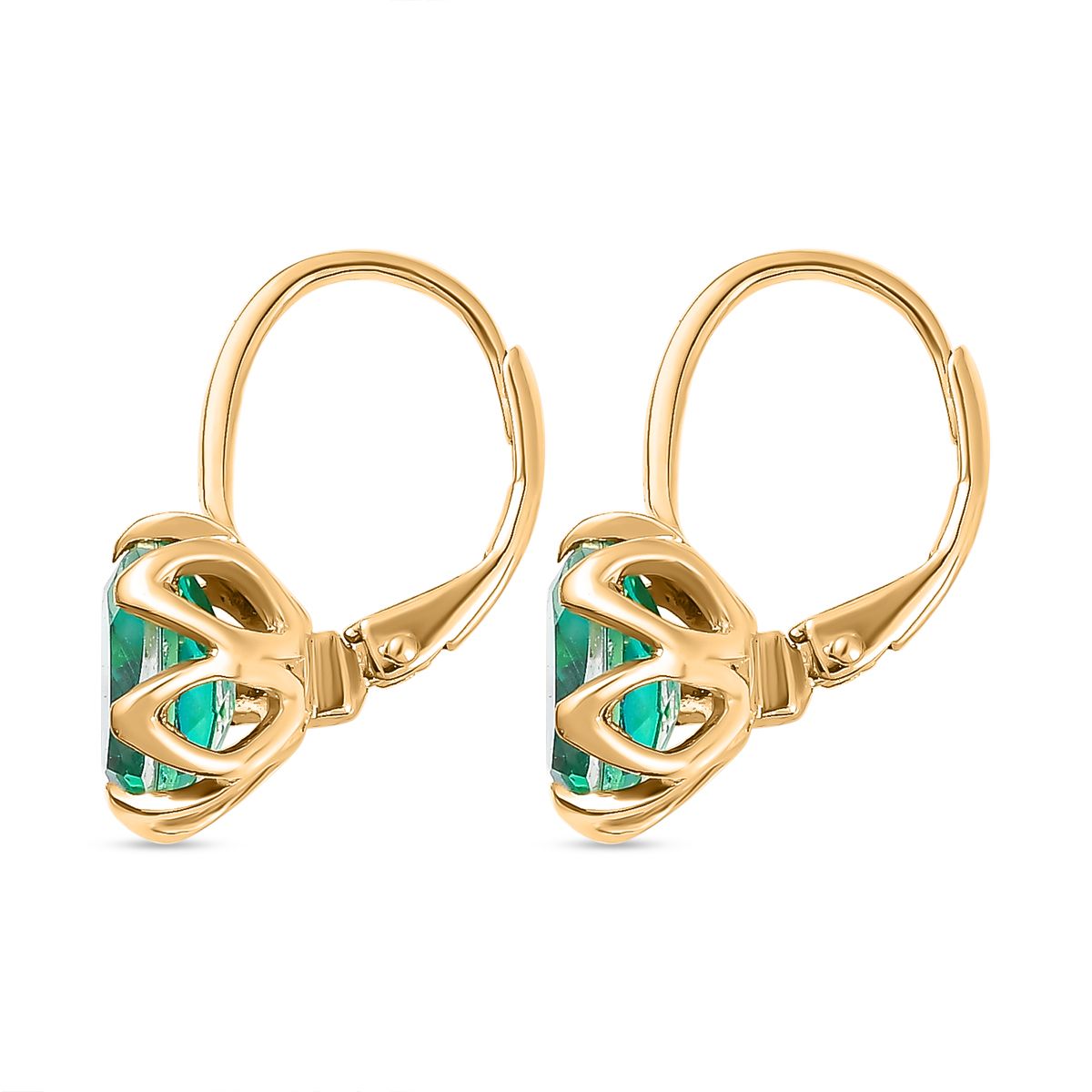 Pfau Quarz Triplette Ohrringe 925 Silber 750 Gelbgold Vermeil ca. 3,50 ct.