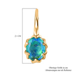 Pfau Quarz Triplette Ohrringe 925 Silber 750 Gelbgold Vermeil ca. 3,50 ct.