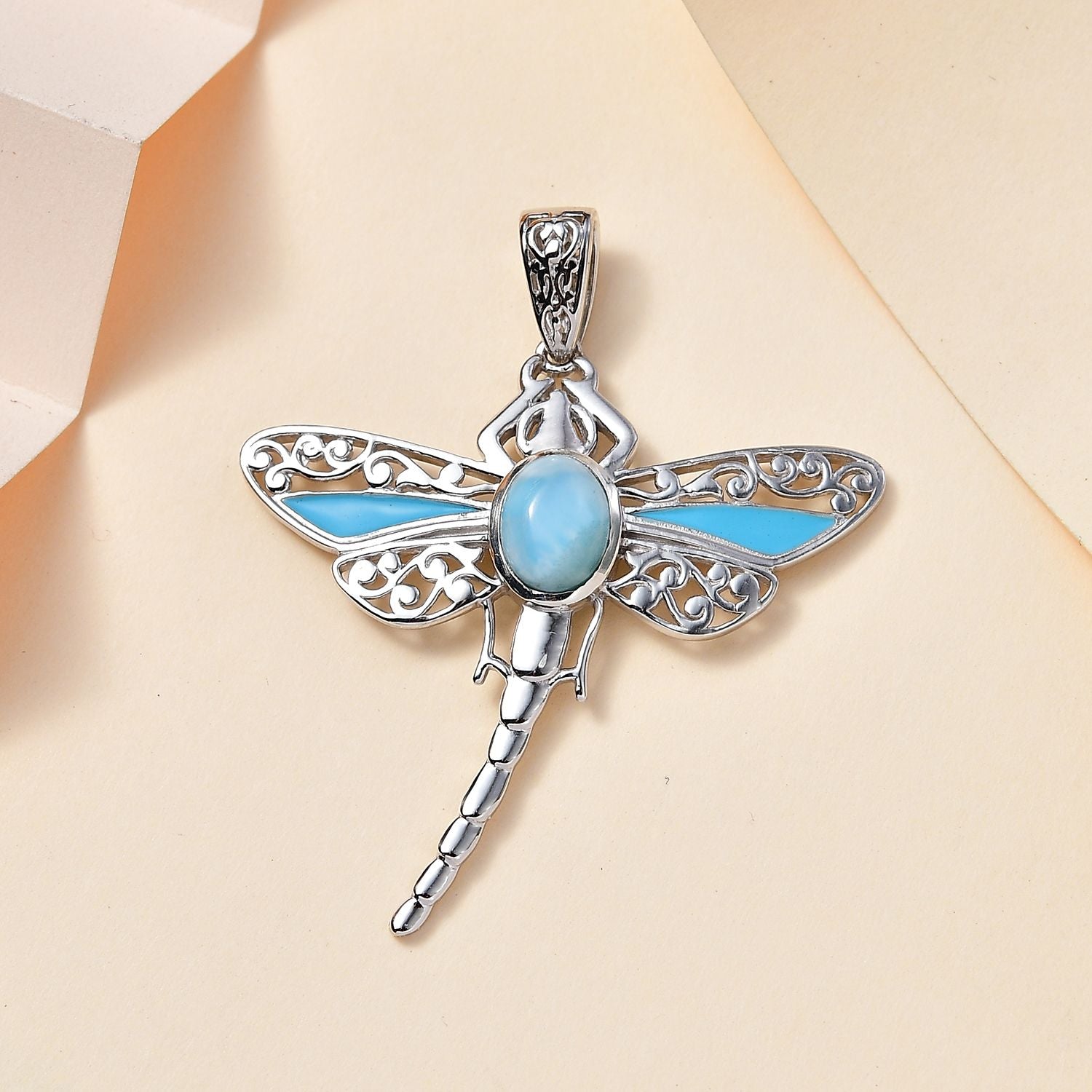 AA Larimar Anhänger 925 Silber rhodiniert