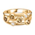 AA Natürlicher goldener Tansanit, Weißer Zirkon Ring, 925 Silber, 750 Gelbgold Vermeil (Größe 16.00), ca. 0.55 ct