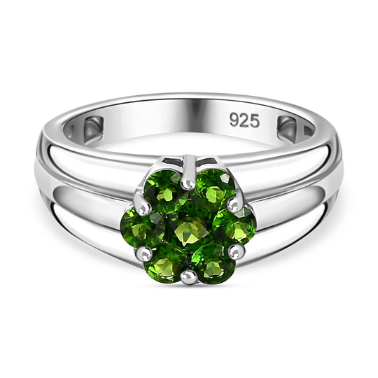 Natürlicher Chromdiopsid Ring, 925 Silber rhodiniert (Größe 21.00) ca. 0.89 ct