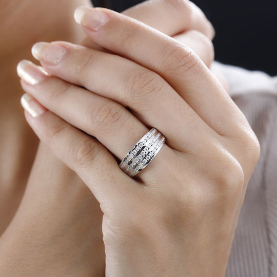Moissanit Ring 925 Silber rhodiniert (Größe 19.00) ca. 0,98 ct