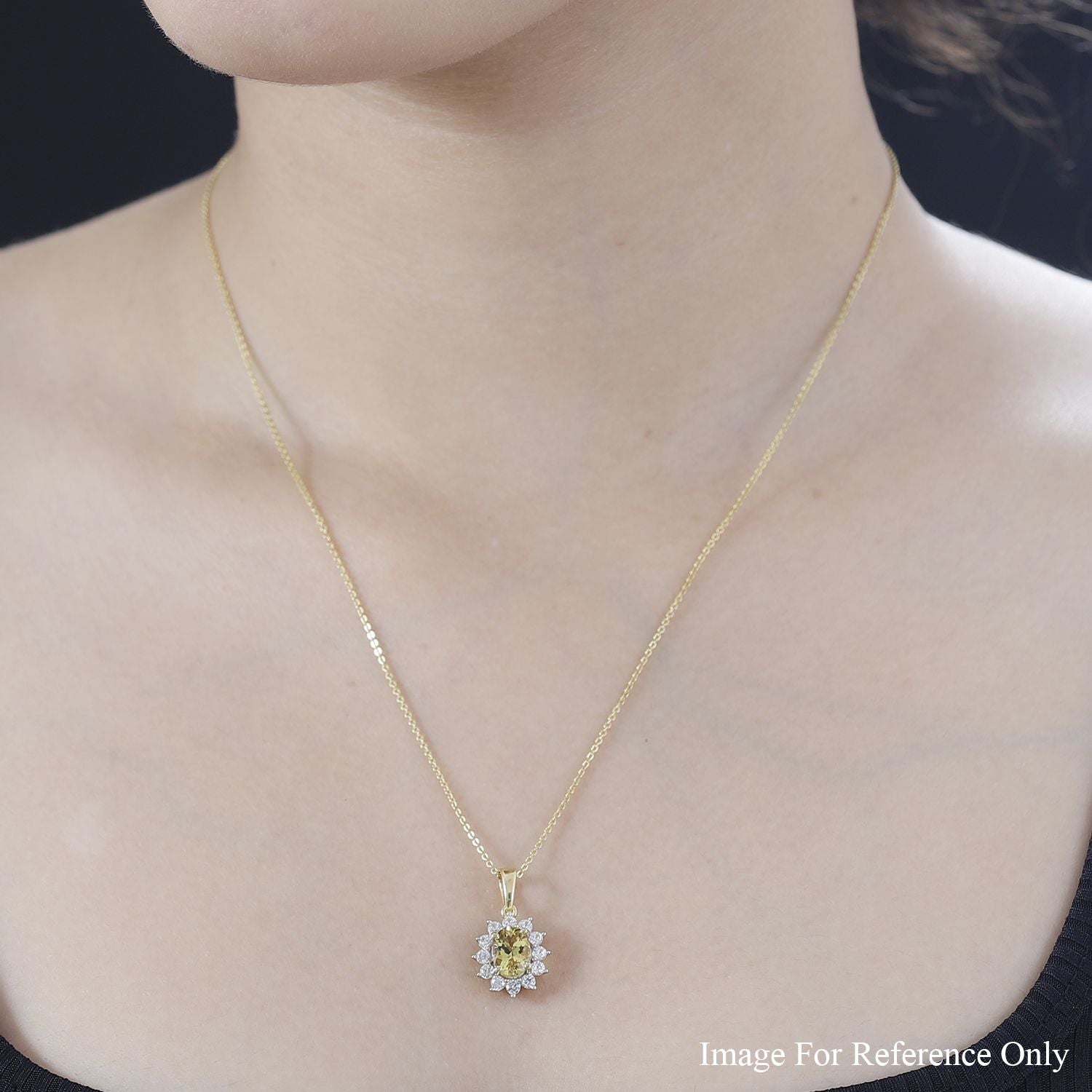 AA Premium Brasilianischer Heliodor, Weißer Zirkon Anhänger 925 Silber 750 Gelbgold Vermeil ca. 1,97 ct.