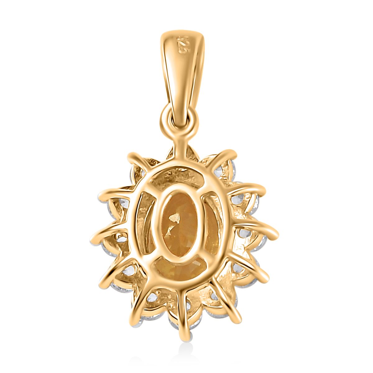 AA Premium Brasilianischer Heliodor, Weißer Zirkon Anhänger 925 Silber 750 Gelbgold Vermeil ca. 1,97 ct.