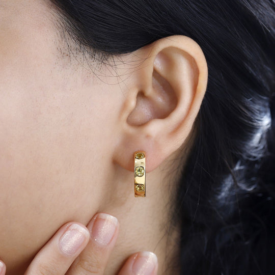 AA Premium Brasilianischer Heliodor Ohrringe 925 Silber 750 Gelbgold Vermeil ca. 1,04 ct.
