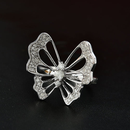 Weißer Diamant I4 Ring 925 Silber rhodiniert (Größe 17.00) ca. 0,51 ct
