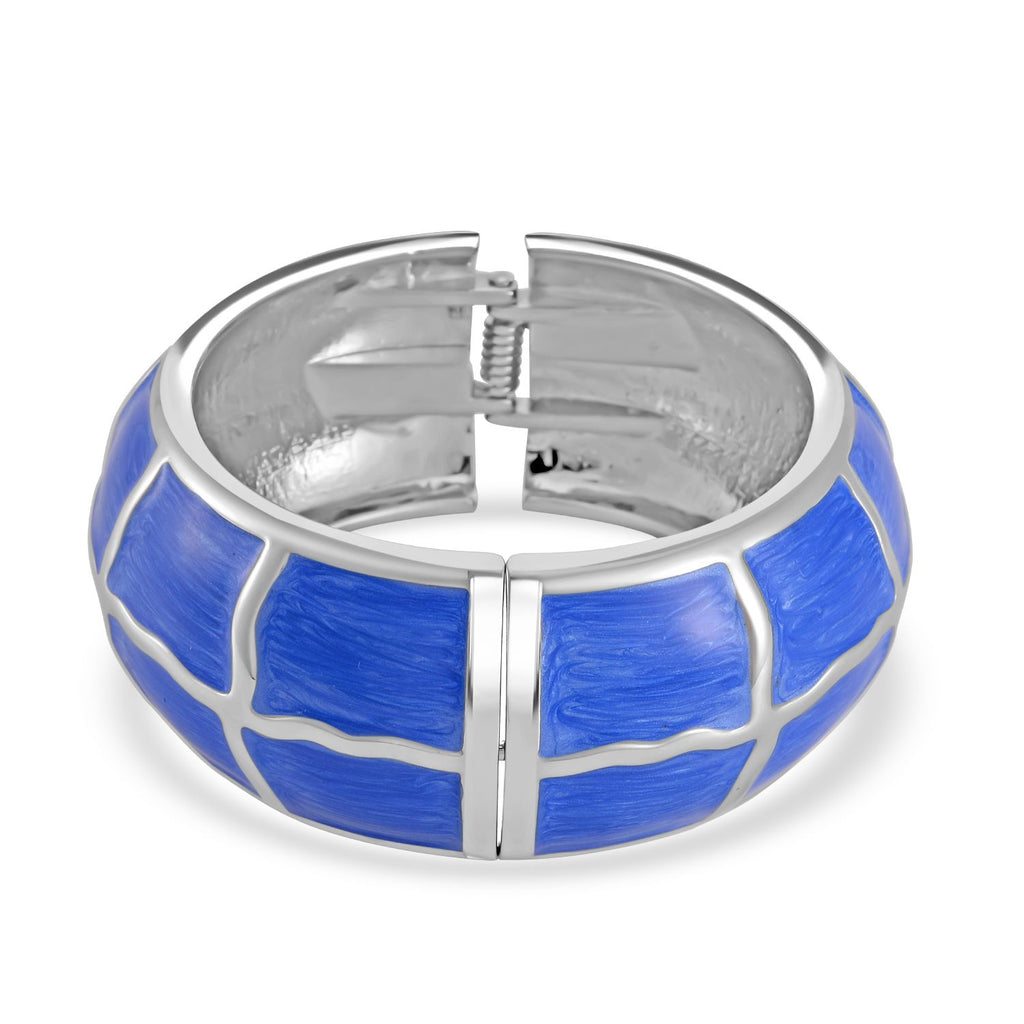 Emaillierter Gitternetz-Muster-Armreif, ca. 18 cm, ca. 87,60g Blau