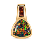Labor erstellt schwarzen Opal, Roter Granat Anhänger 925 Silber 750 Gelbgold Vermeil ca. 2,03 ct.